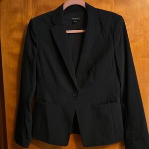 Ann Taylor Classic Navy Blue Pinstriped Blazer